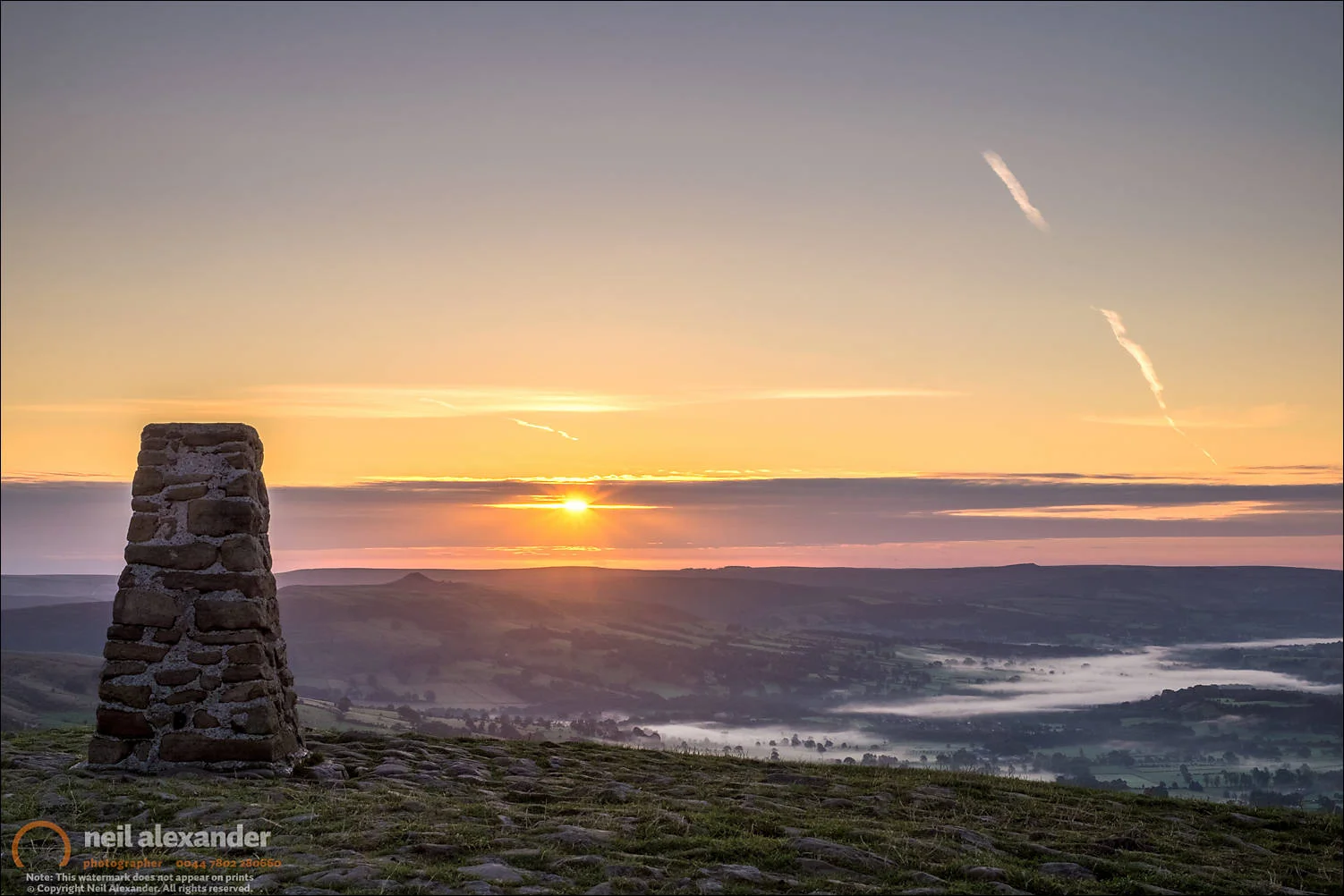 View over the Hope Valley from Mam Tor at dawn