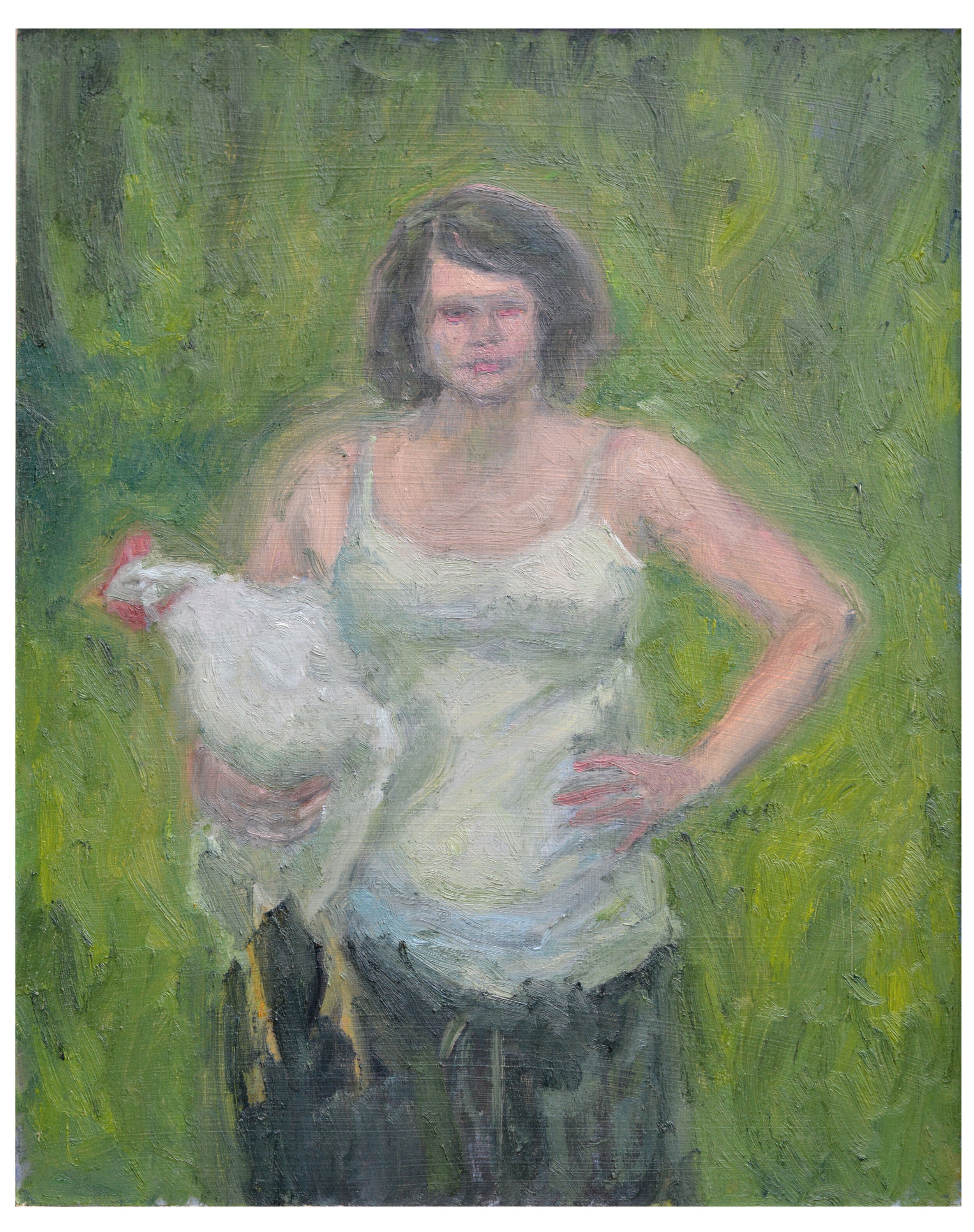 Self portrait with hen