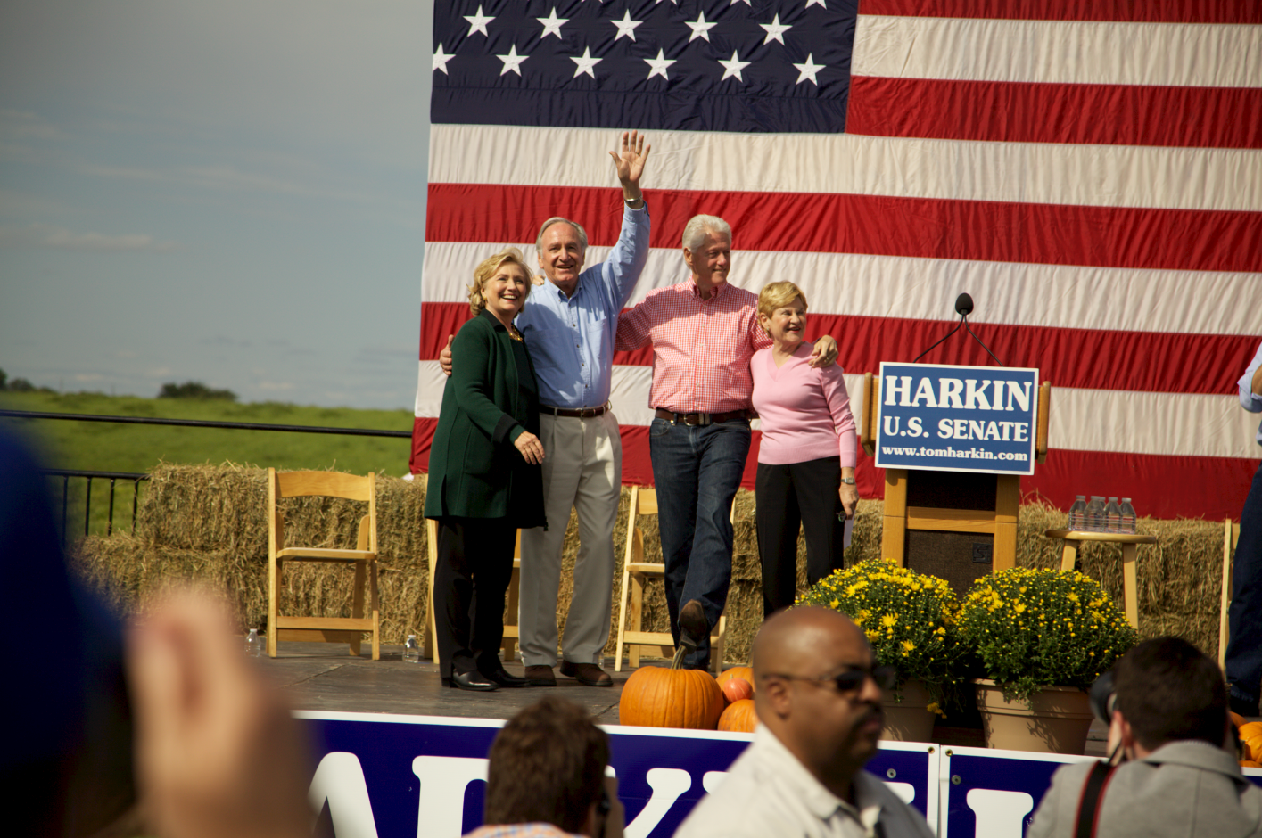 The main event, Hillary, Senator Harkin, Bill, and Mrs. Harkin. Everyone wanted Hillary to announce, but she didn't. In fact, her speech really didn't say anything. Bill was as funny and charming as ever. The man's got people skills.