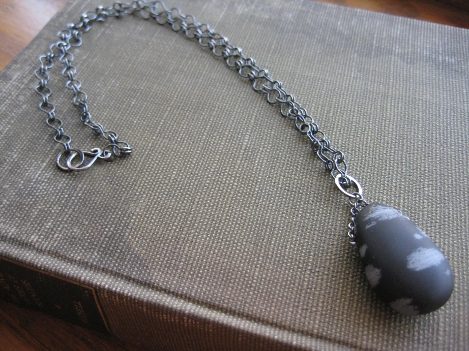Snowflake Obsidian and handmade chain
