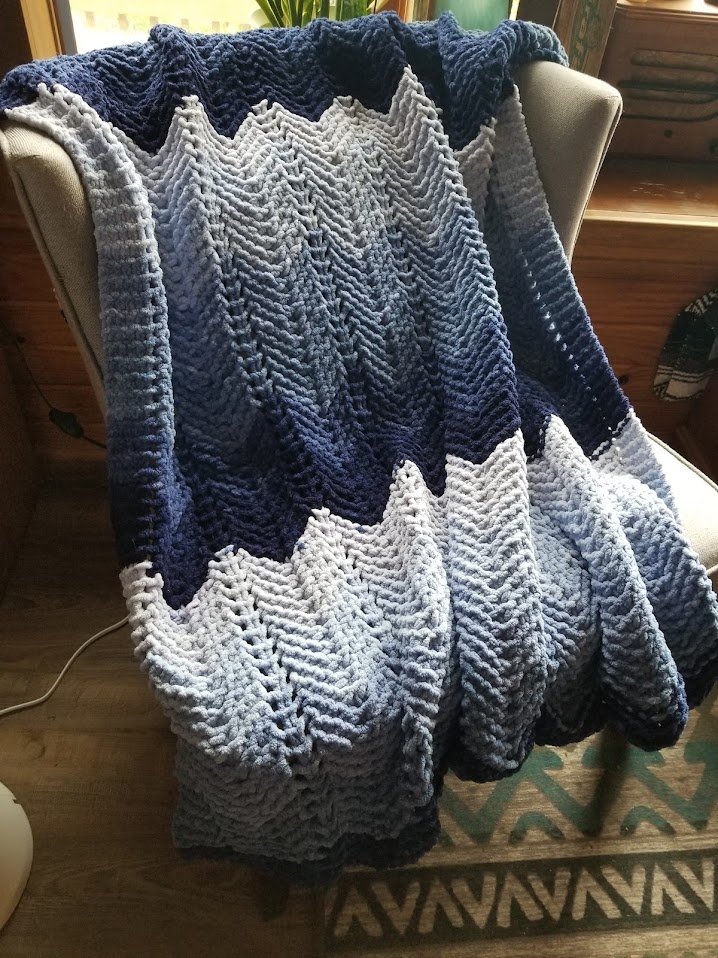 Chenille Chevron Ombre Blanket