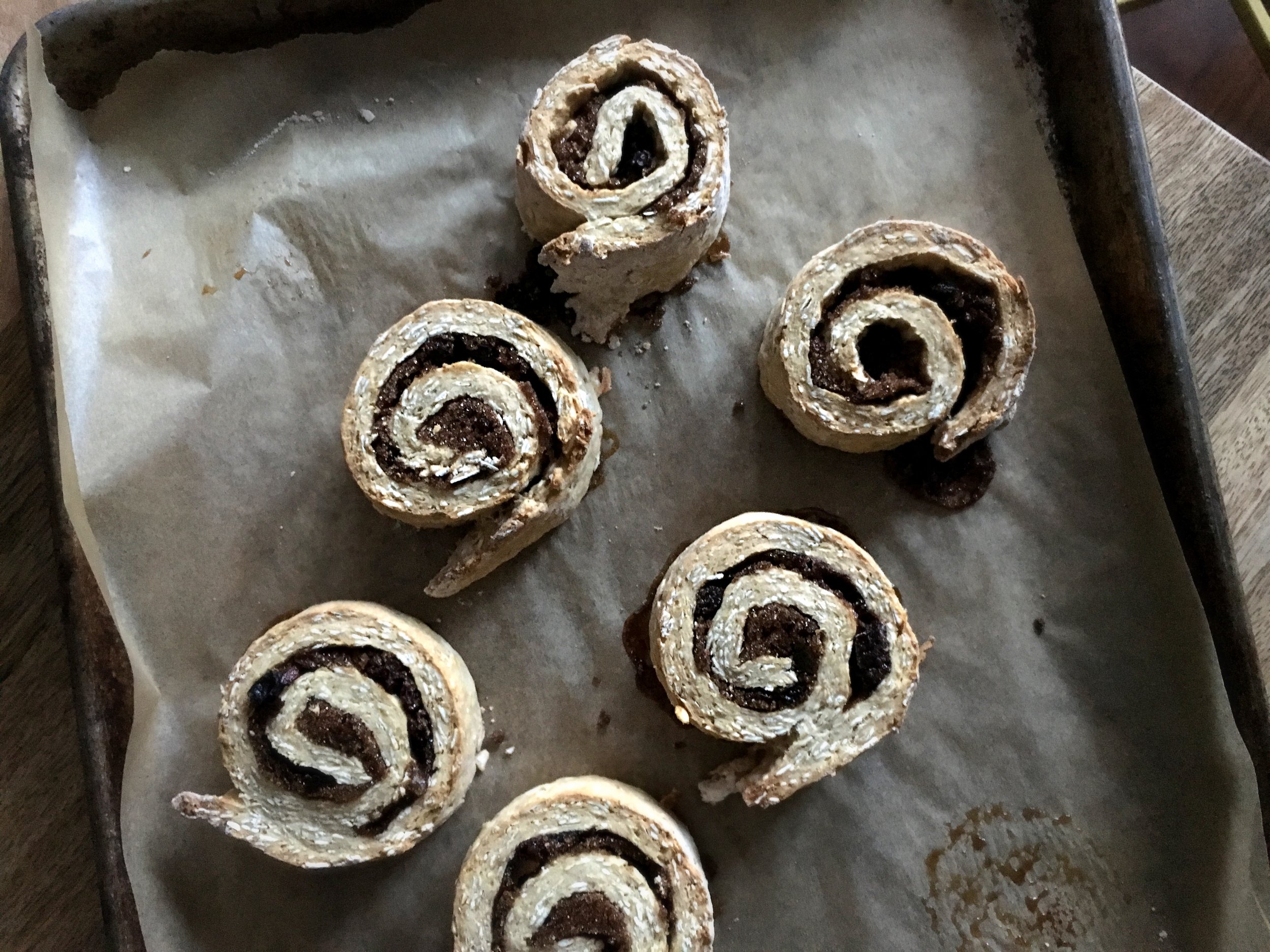 Oatmeal raisin rolls, cooling
