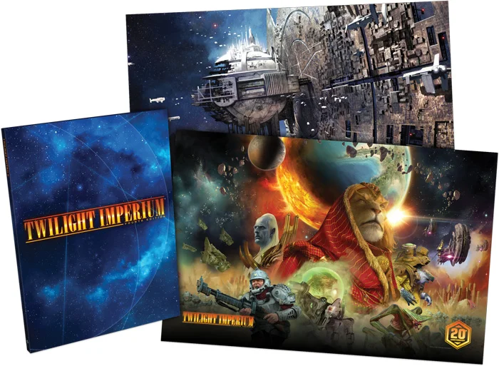 Hardcover rulebook and the 11x17 prints of the box cover & the devastating War Sun weapon.