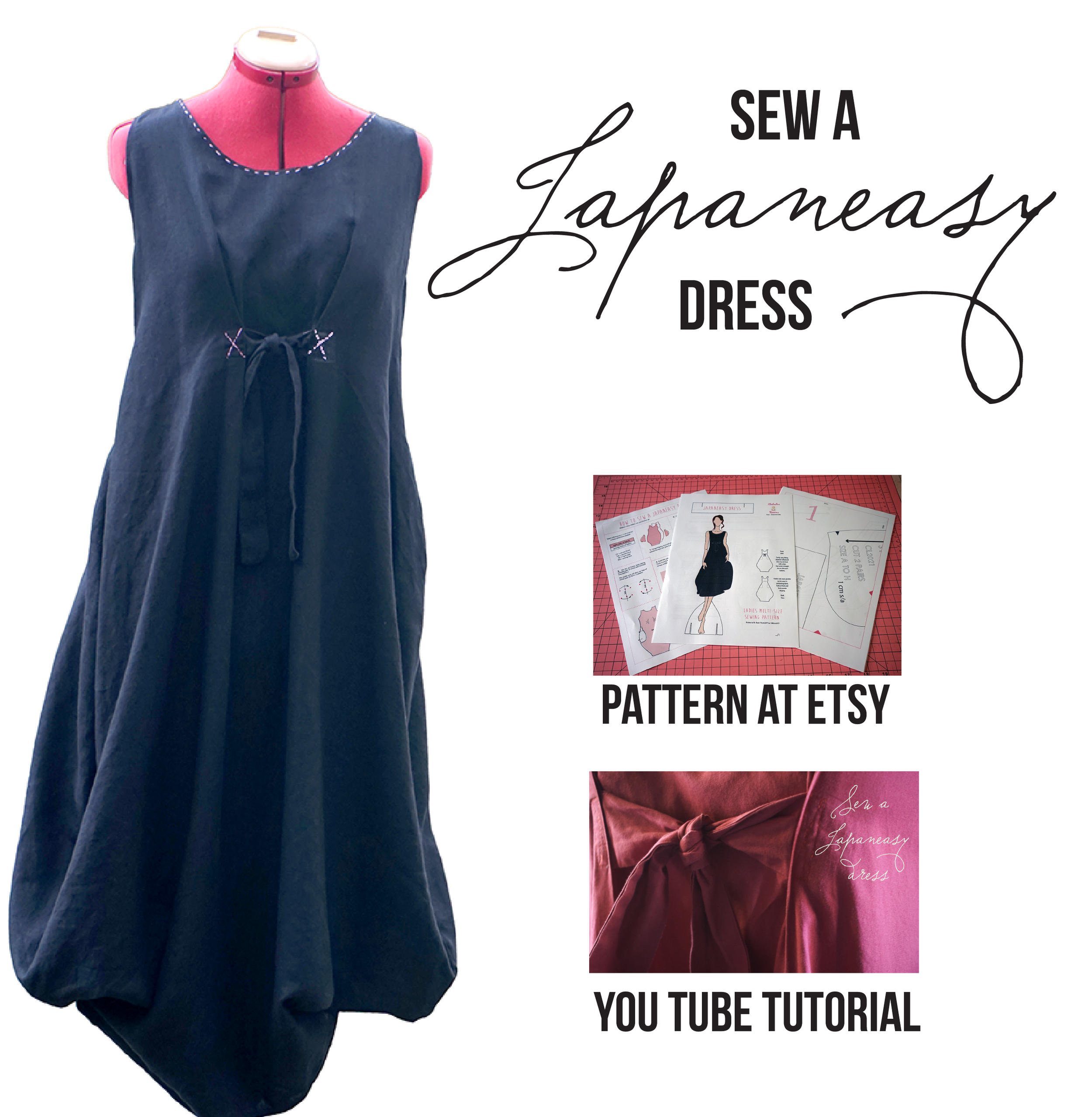 Sew an easy dress with a Japanese Influence
