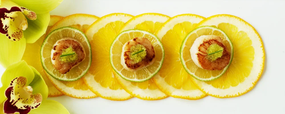 Scallop. Wasabi Caviar