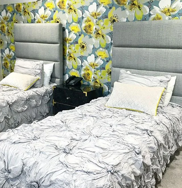 Flower Power. #GirlsRooms #floralisin #parisian #popofcolor #havefun #makeityours #lillylevydesigns #interiordesign @thedecorativetouchinteriors @romo_newyork @westelm  Email marilyn@lillylevydesigns.com for info