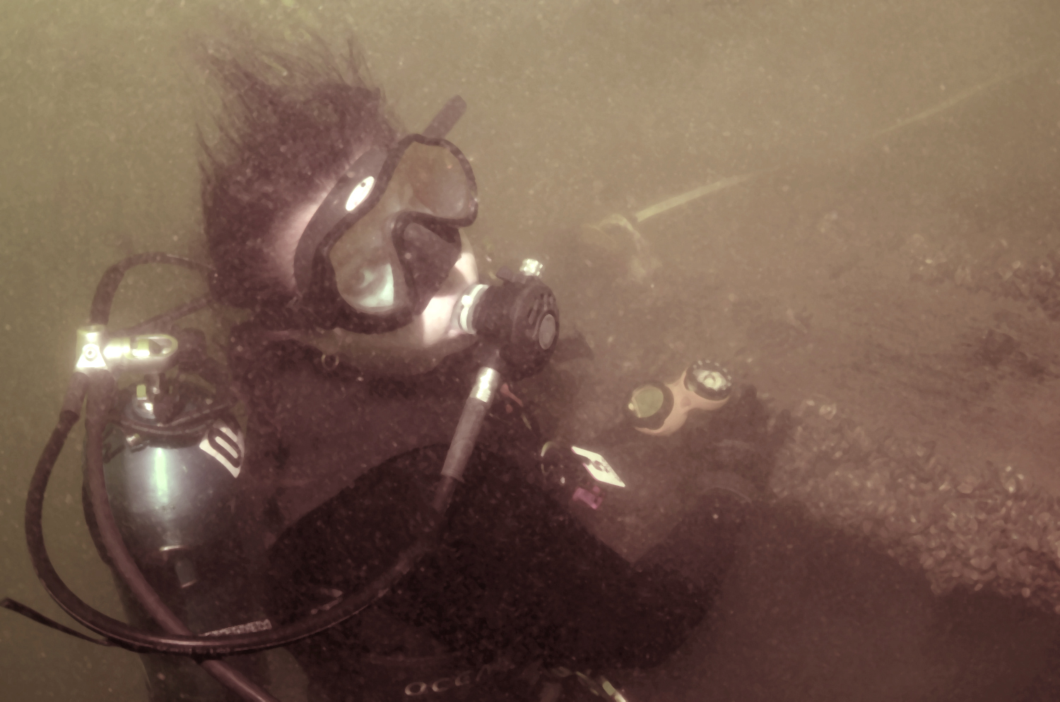A MAST member conducting survey work in Lake Erie.