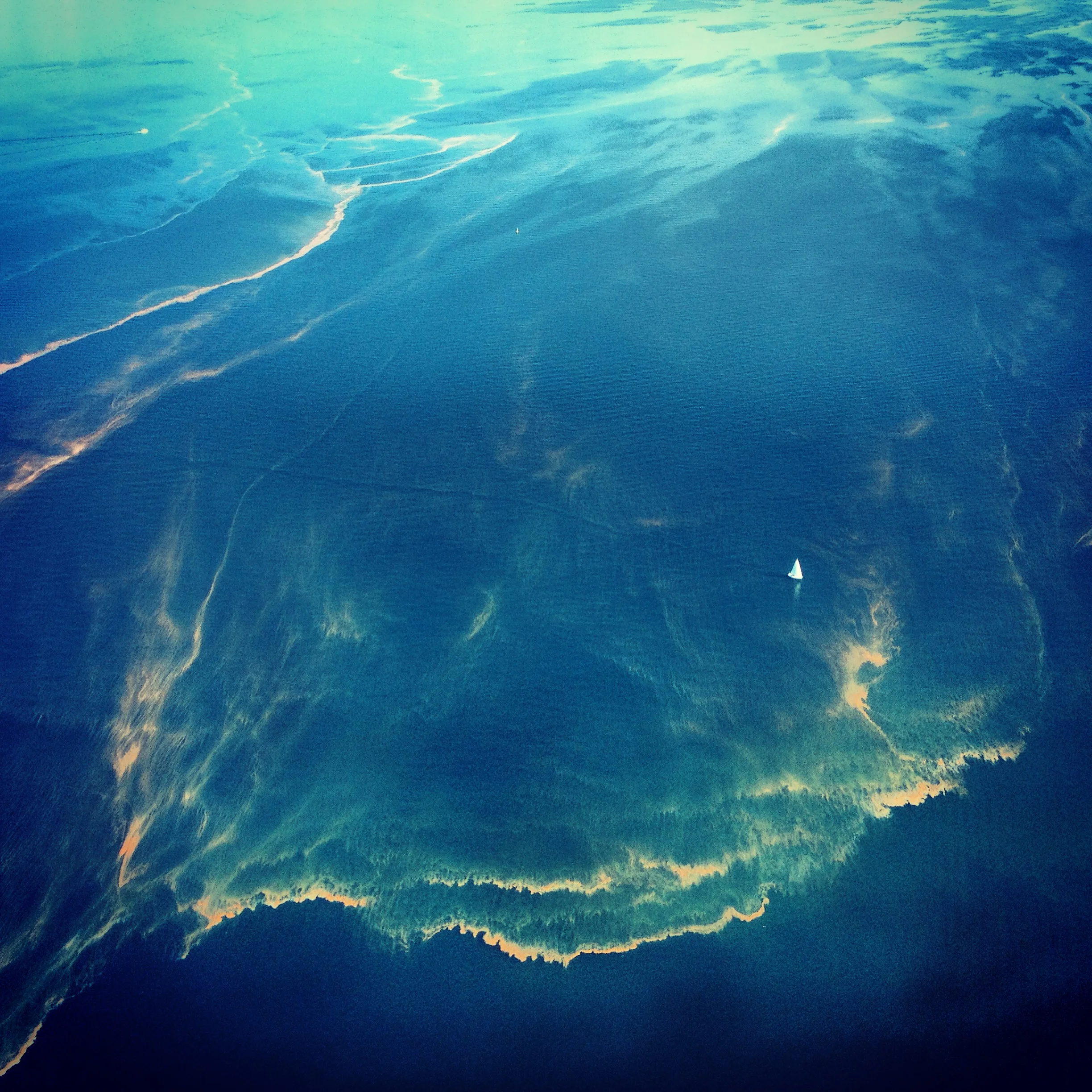Flying over the water