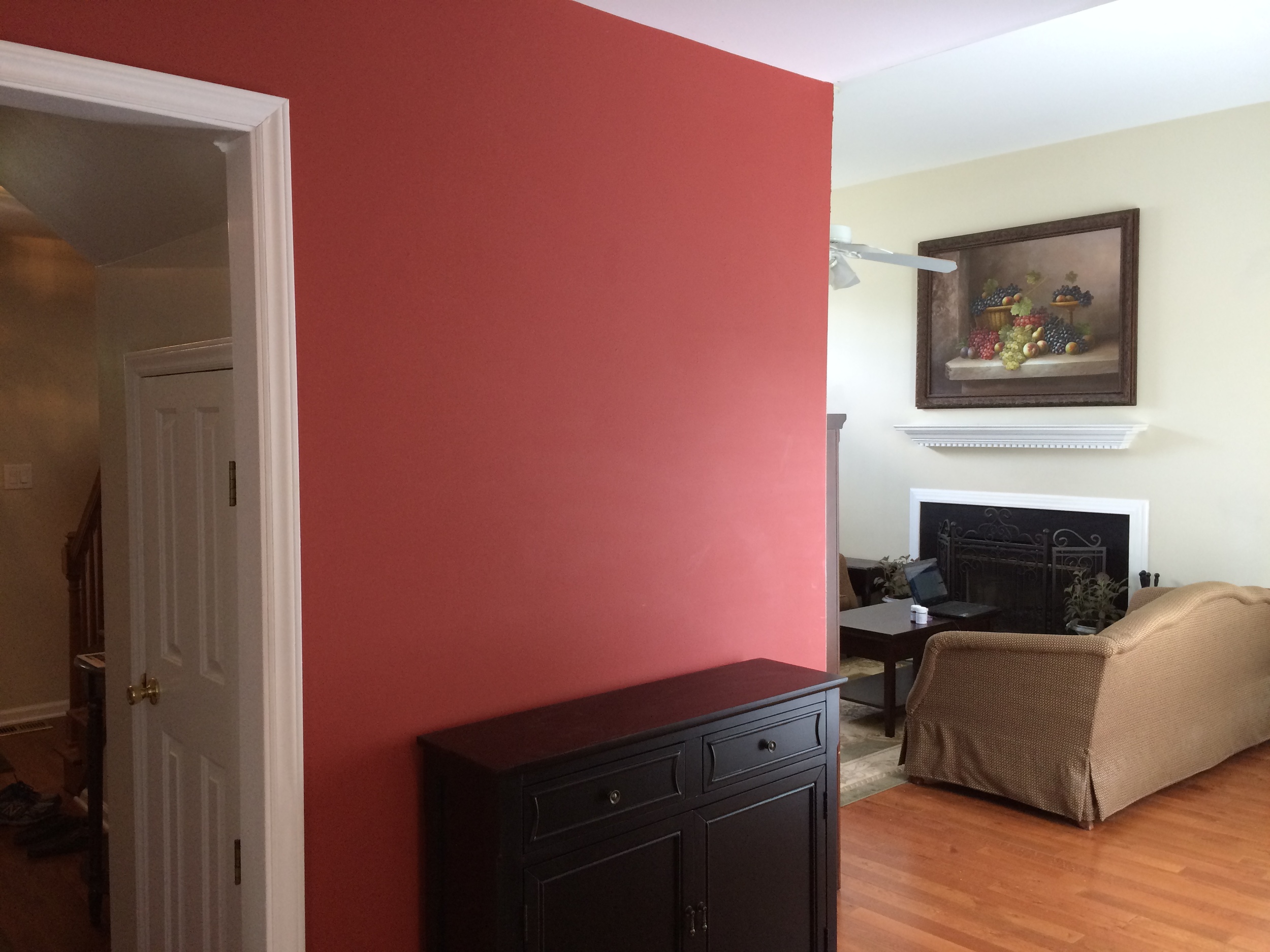 Looking from dining room into living room