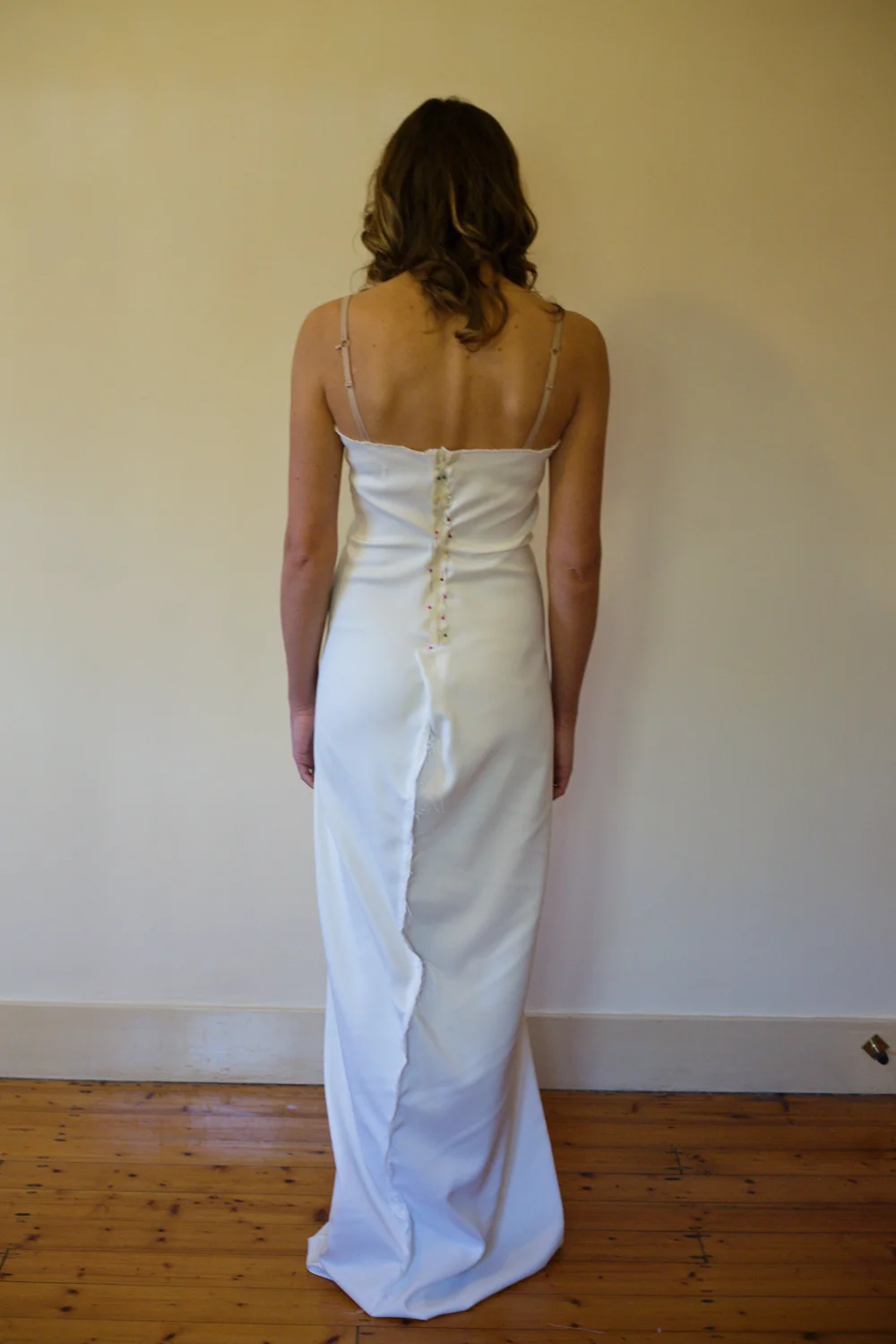 Here, I've already cut the excess fabric off an pinned in the zip