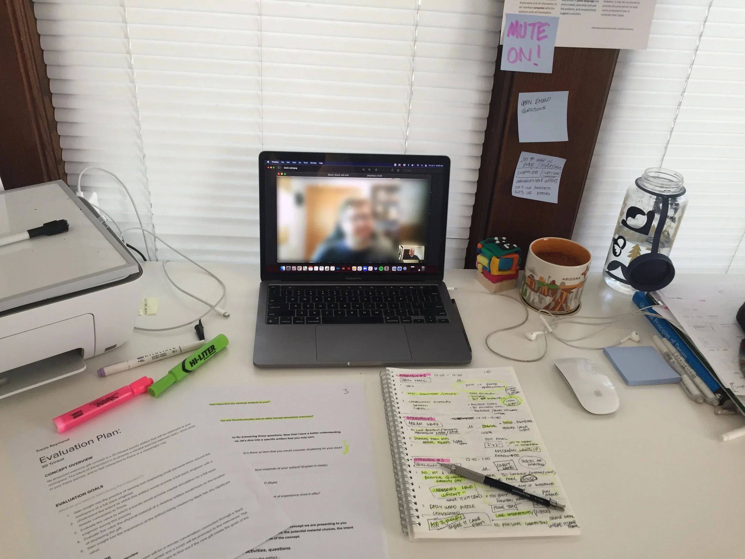 Desk view of directed storytelling interview