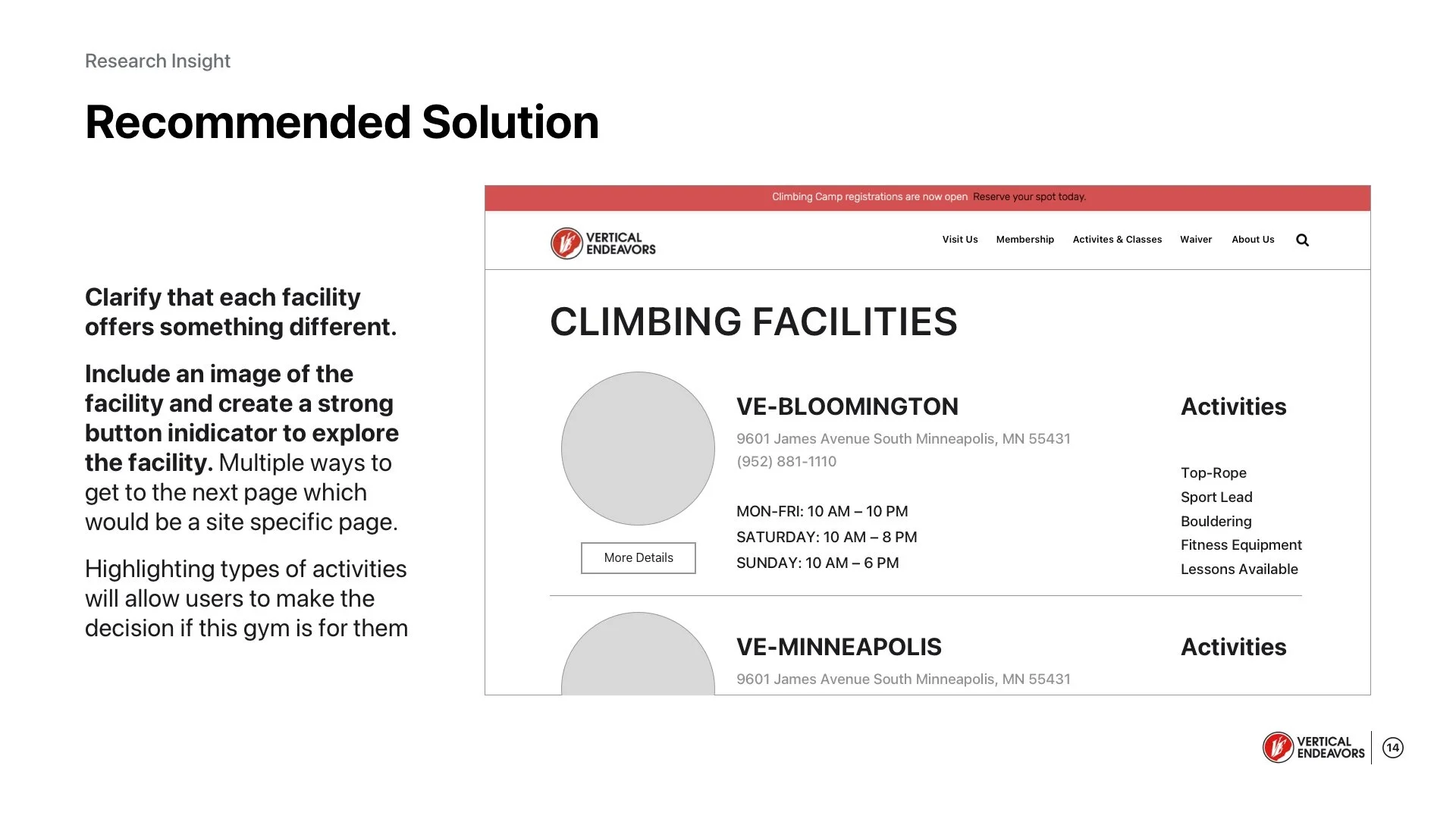 Wireframes of a new Locations Page