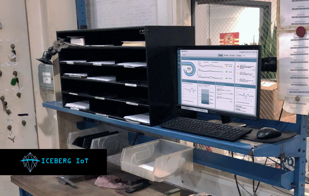 Proposed dashboard solution at a work station on a metal distributors factory floor.
