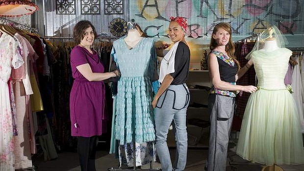 Photo: Elesa Kurtz for the Canberra Times | Left to Right: Hannah Parris of Audrey Blue , me and Kelly Donovan of Pure Pod .