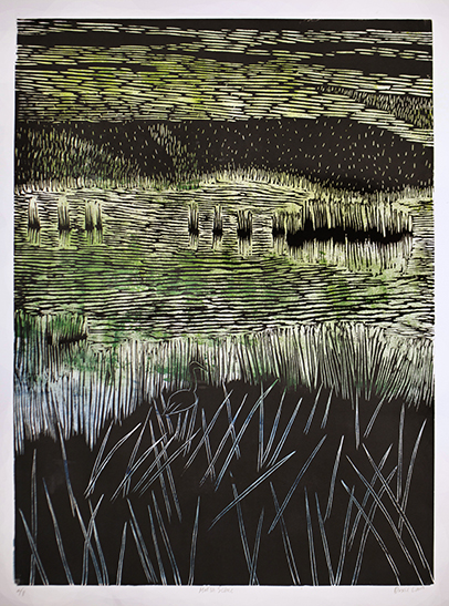 "Marsh Scene"  Color linocut  24" x 18"  2010 