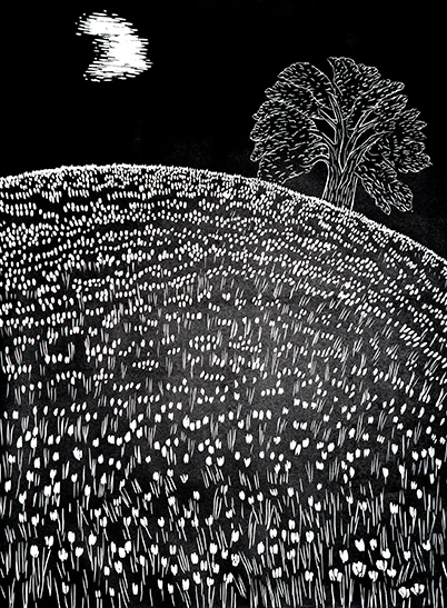 "Sutter Buttes Hillside" Linocut 24" x 18" 2010