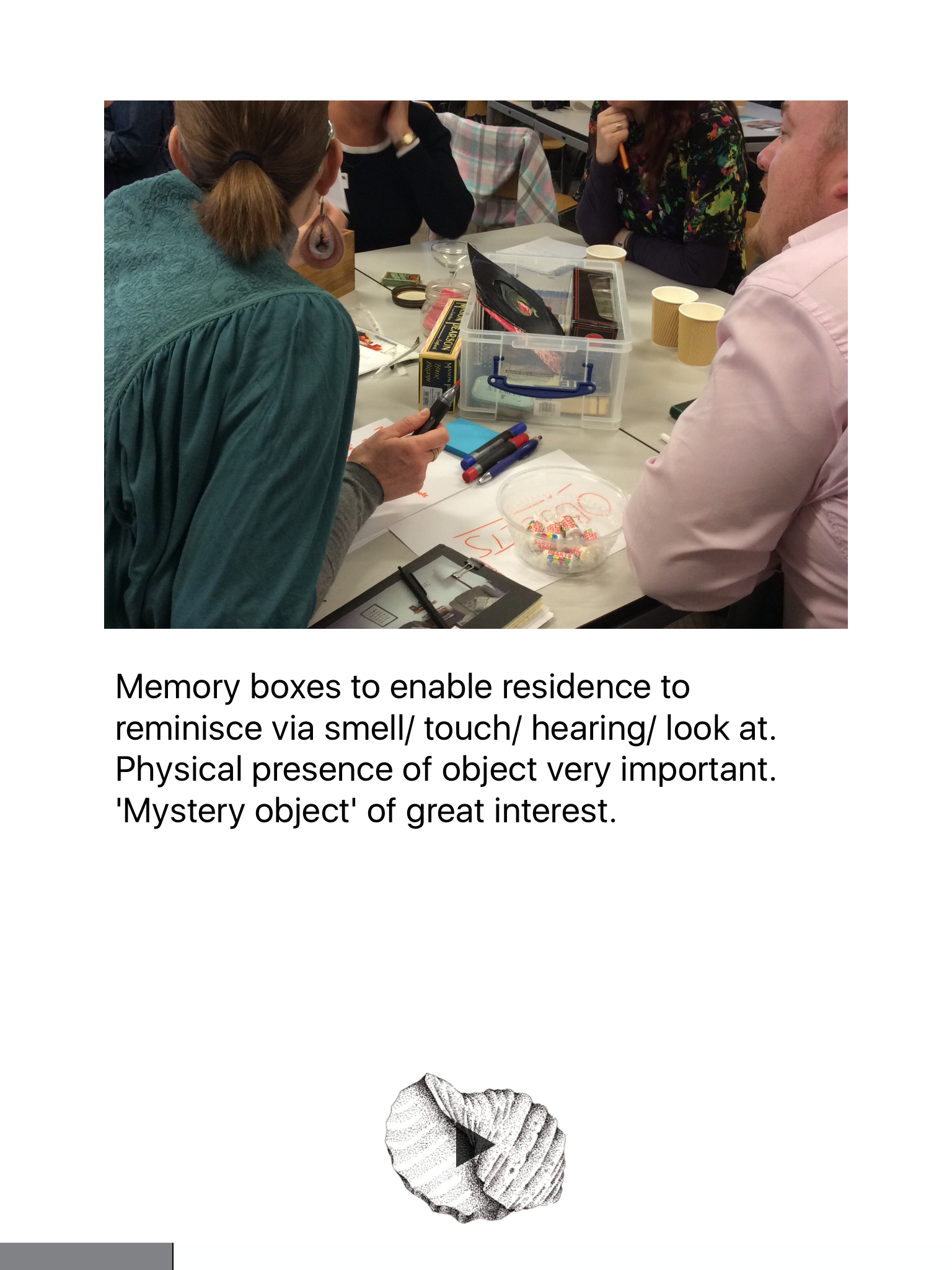 Image from objects discussion on the Tangible Memories App