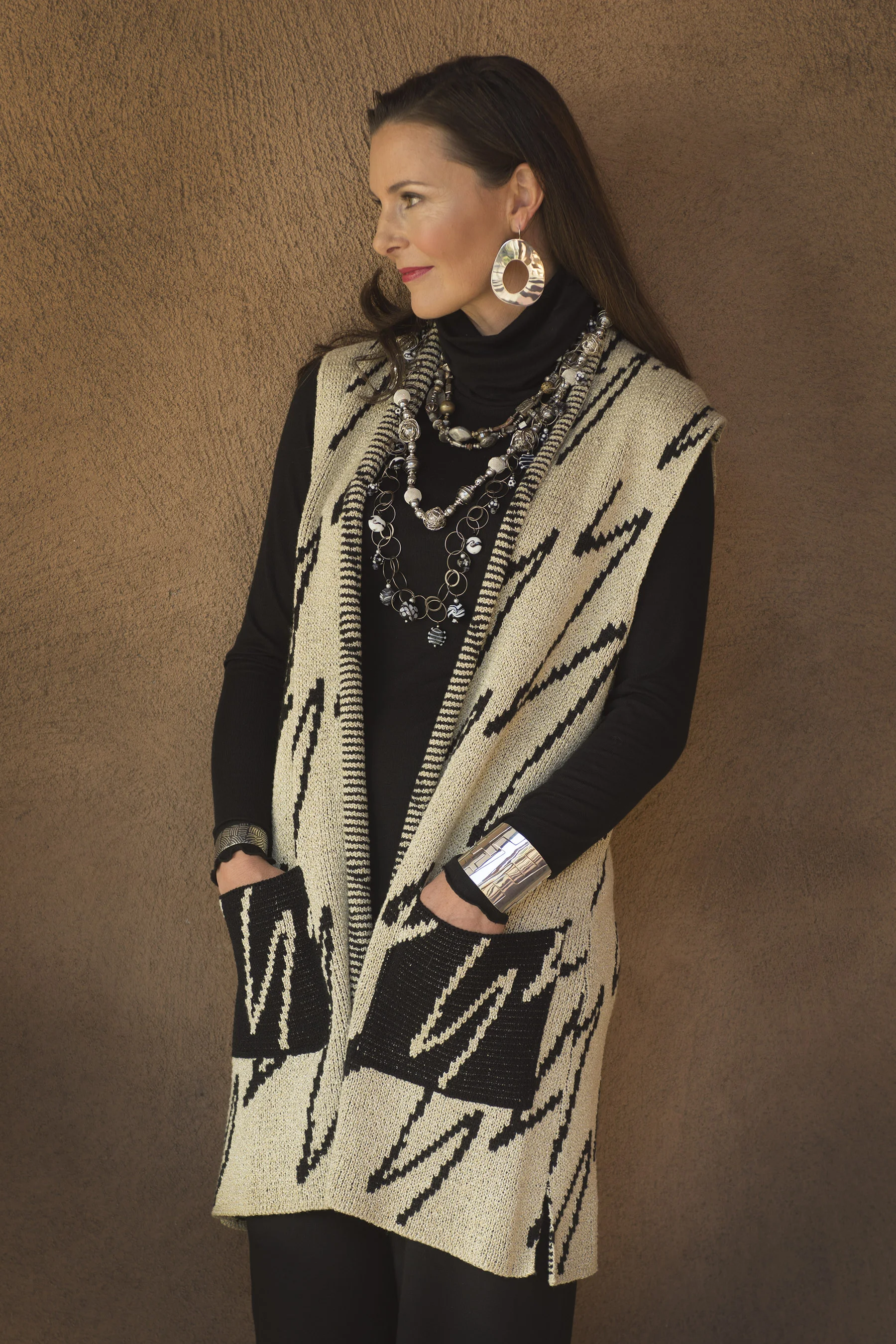 Vest by Renata Zimmerman, Jewelry: Alice Bailey and Richard Lindsay