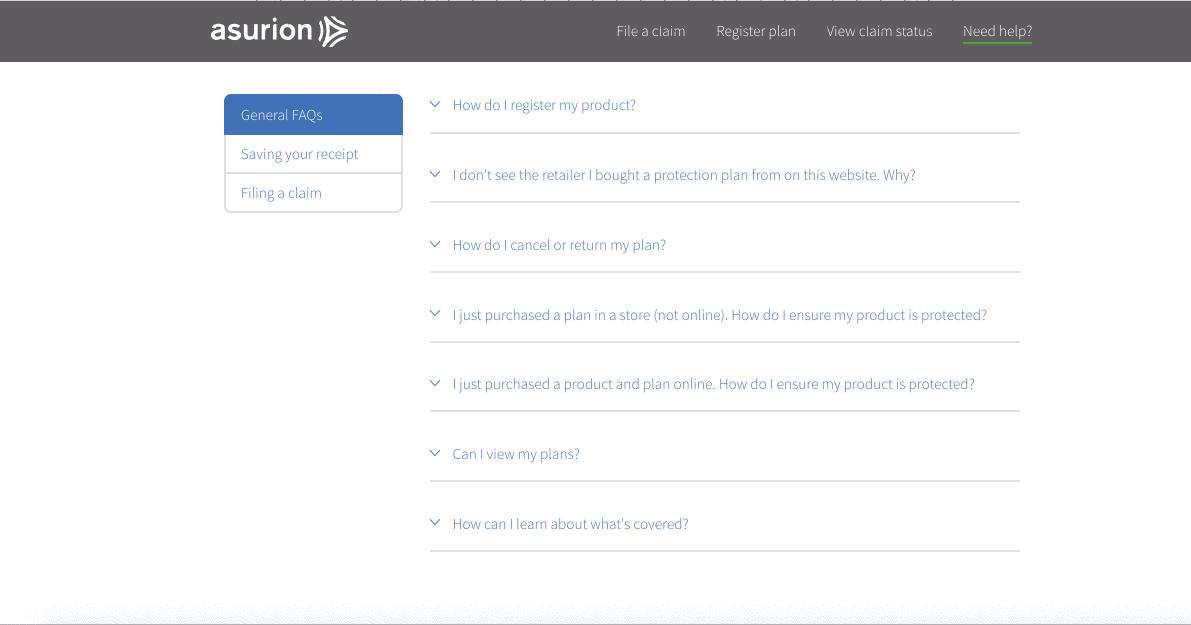 Current FAQ design and content