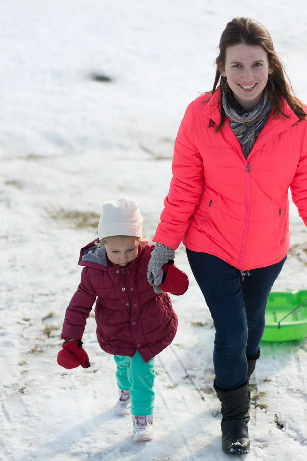 Anna sleds by herself!