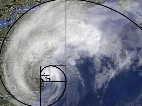  Hurricane Sandy with Fibonacci's Spiral Imposed
