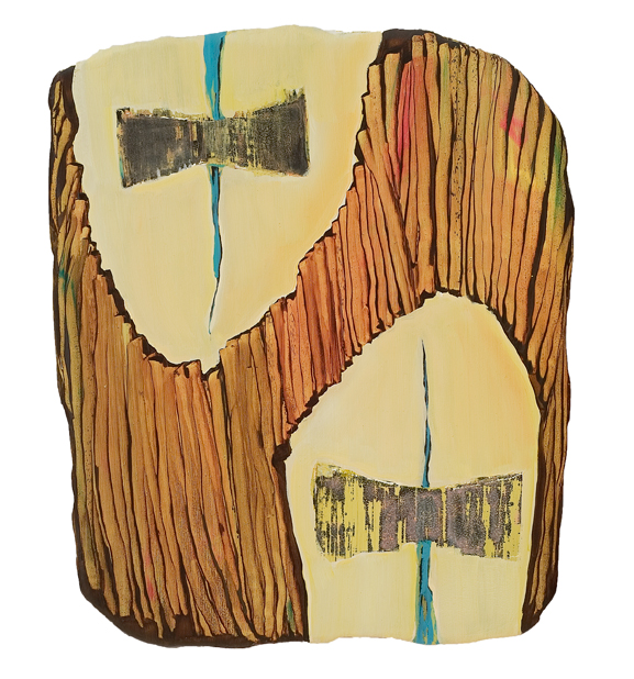 Scissoring , 2010, oil on plastered linen on panel, 16" X13"