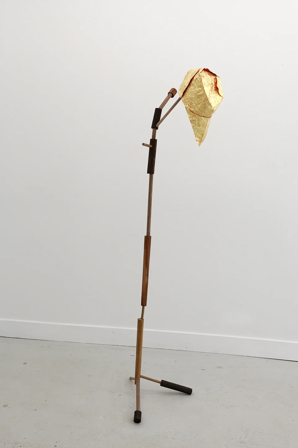 HER UPRIGHT PRINCIPLE , 2013, mixed wood, gold leaf & washi paper, 67" x 15" x 17“