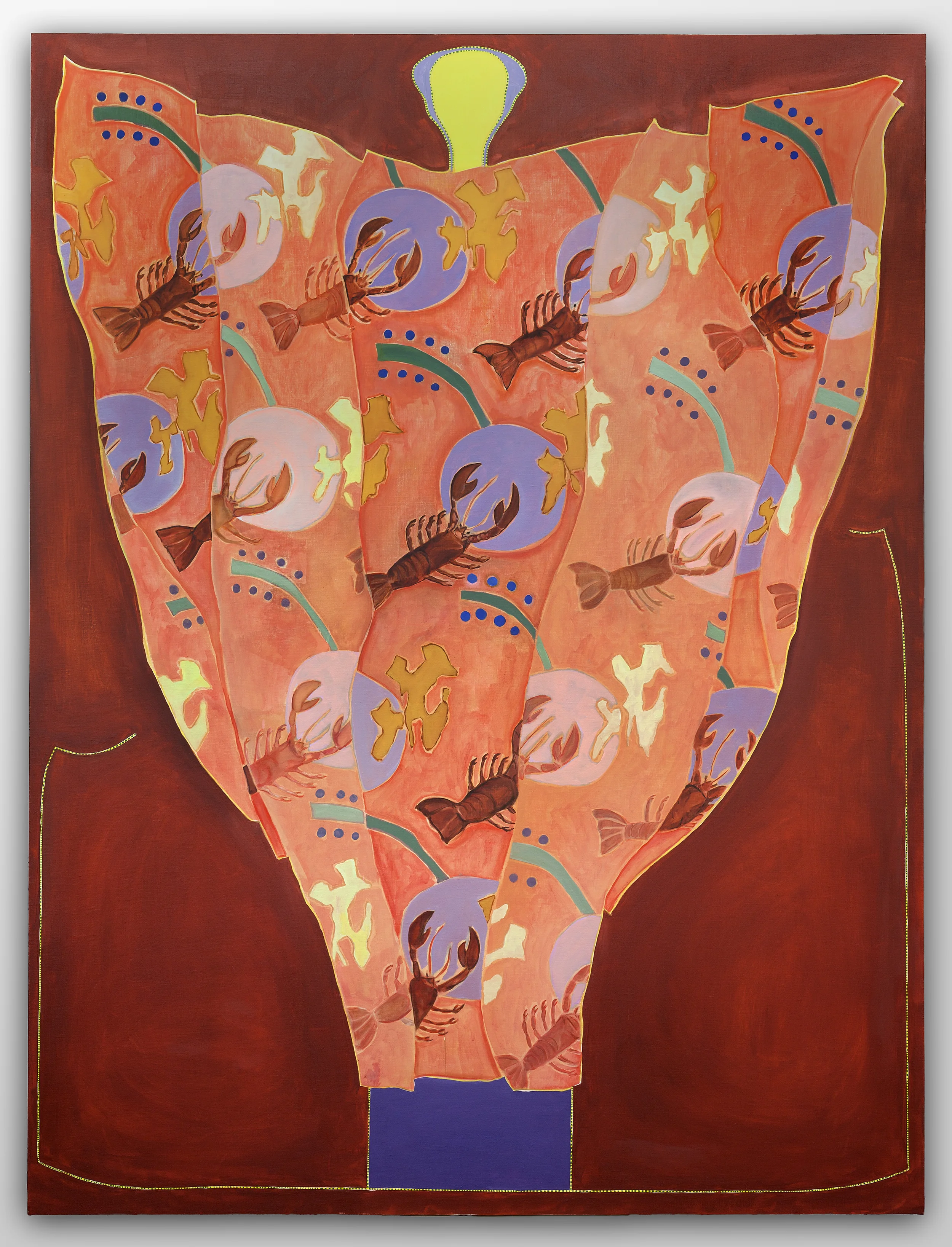 Doubting Florine , 2014, tinted gesso, india ink, acrylic media and oil on linen on panel, 96"X72", photography by Jimmy Limit