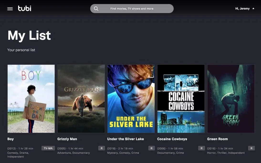 Hi! Here's FIVE titles FOR your Tubi Watchlist | August 2020