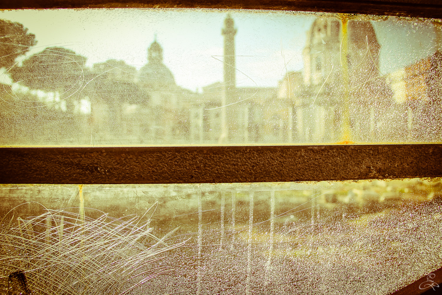 Ancient Rome behind a glass. Rome, Italy.