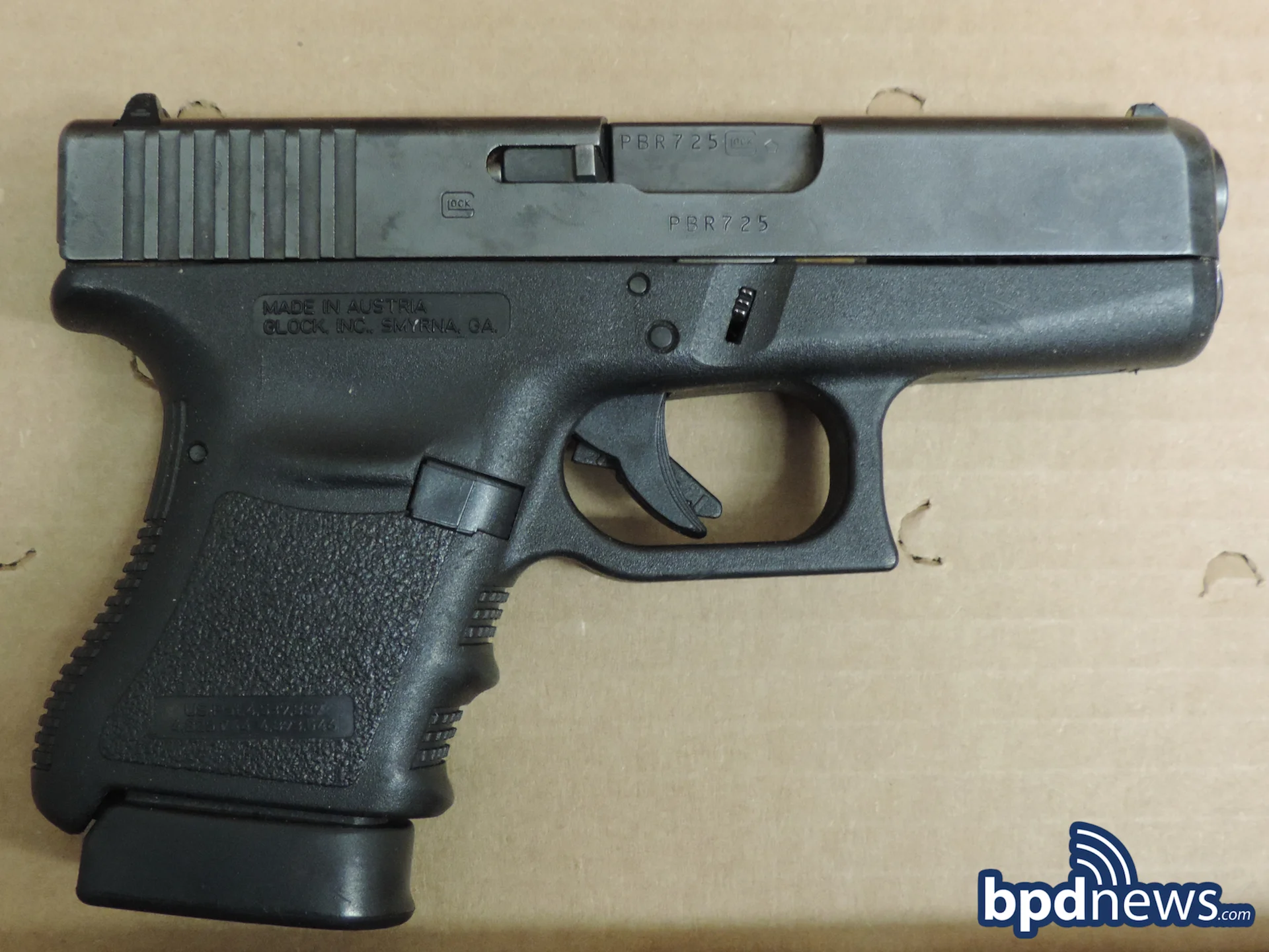 Glock 36 .45 caliber firearm courtesy of BPDNEWS.COM