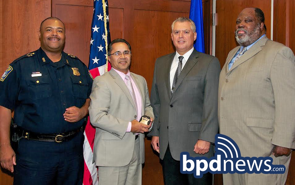 IN THE PHOTO: Chief WILLIE GROSS, TORRES, SUPERINTENDENT FRANK MANCINI, DEPUTY JEFFREY WALCOTT