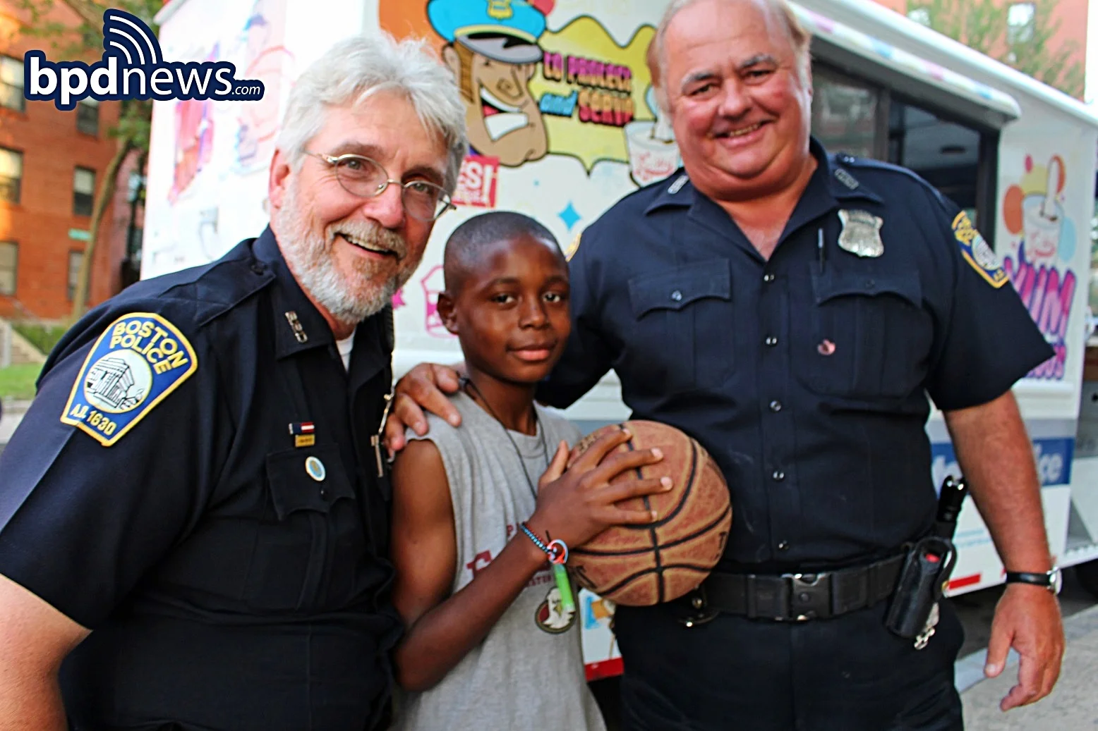 Officer Billy Jones (left) and Officer George Kayes (right) are assigned to District E-13 in Jamaica Plain