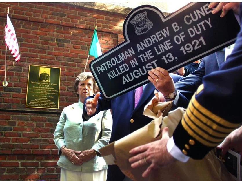 A hero sign and memorial plaque were dedicated to Patrolman Cuneo in October of 2011