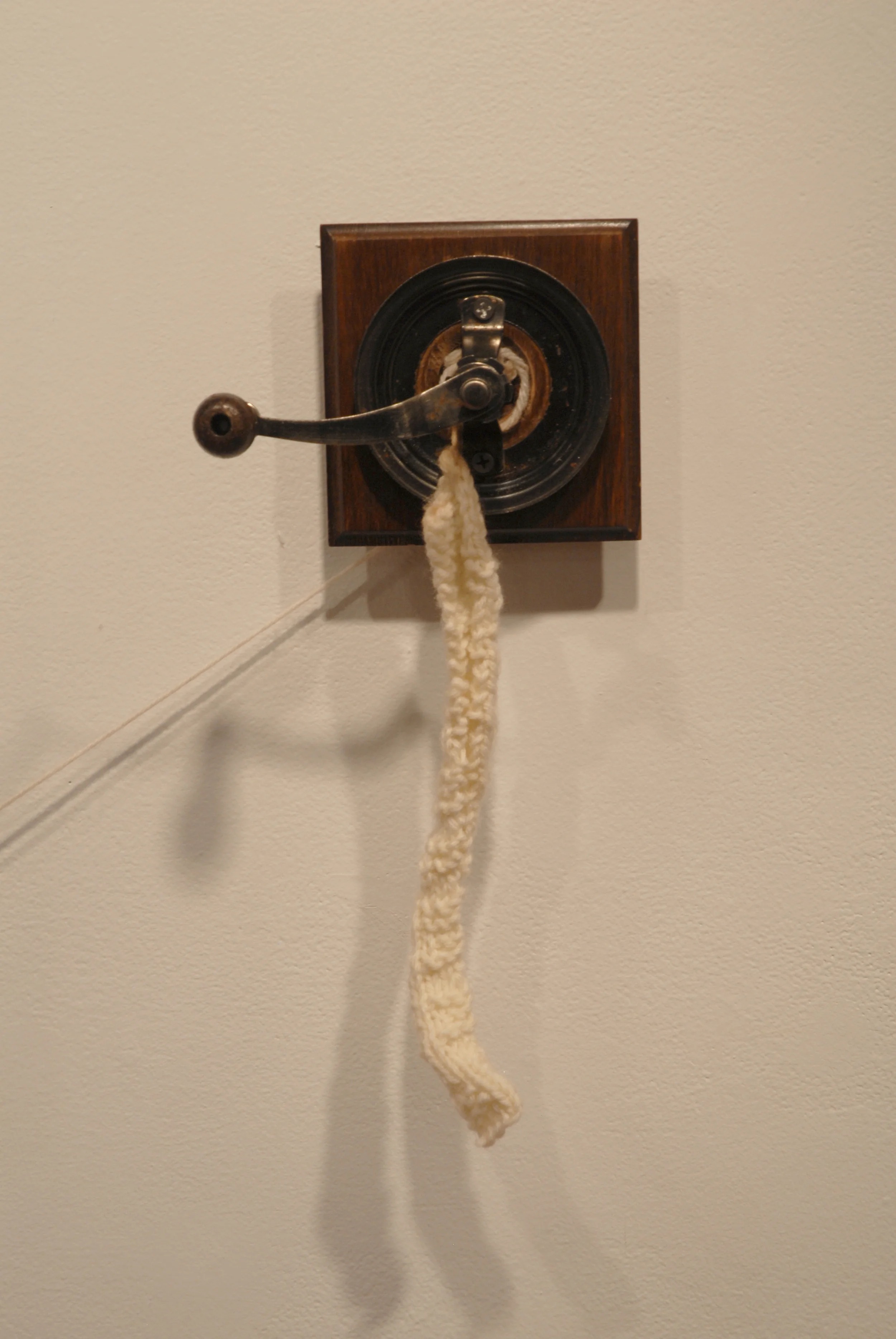  Oma  multi-media installation  2010  "The inspiration for this work was a bit of trivia about the French Revolution. &nbsp;In the summer before beginning my undergraduate thesis, I learned that knitting was used at this time to pass on messages, as 