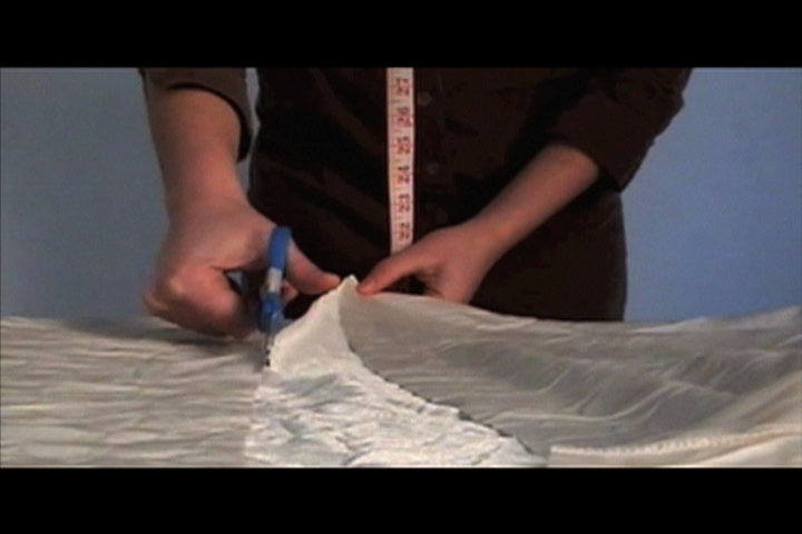 The Clean House 2010 In this two-channel video, the image of cutting and sewing a pure white cloth underpins a narration about clean laundry, comfortable chairs, moths, dust, and death, drawing parallels between repetition in the home, and tradition in the House of God.