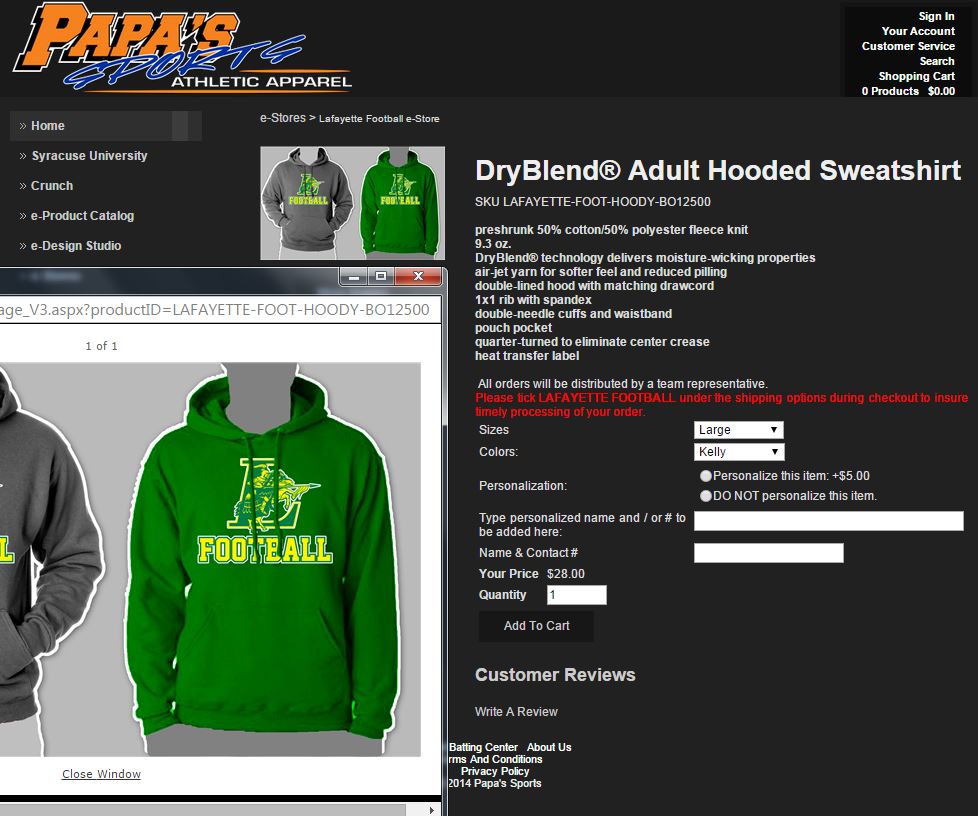 Screen shot of a product detail.