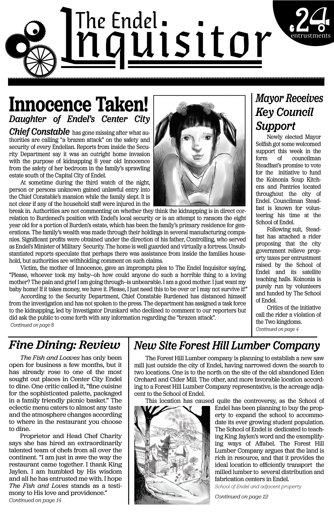 Newspaper front page plot teaser