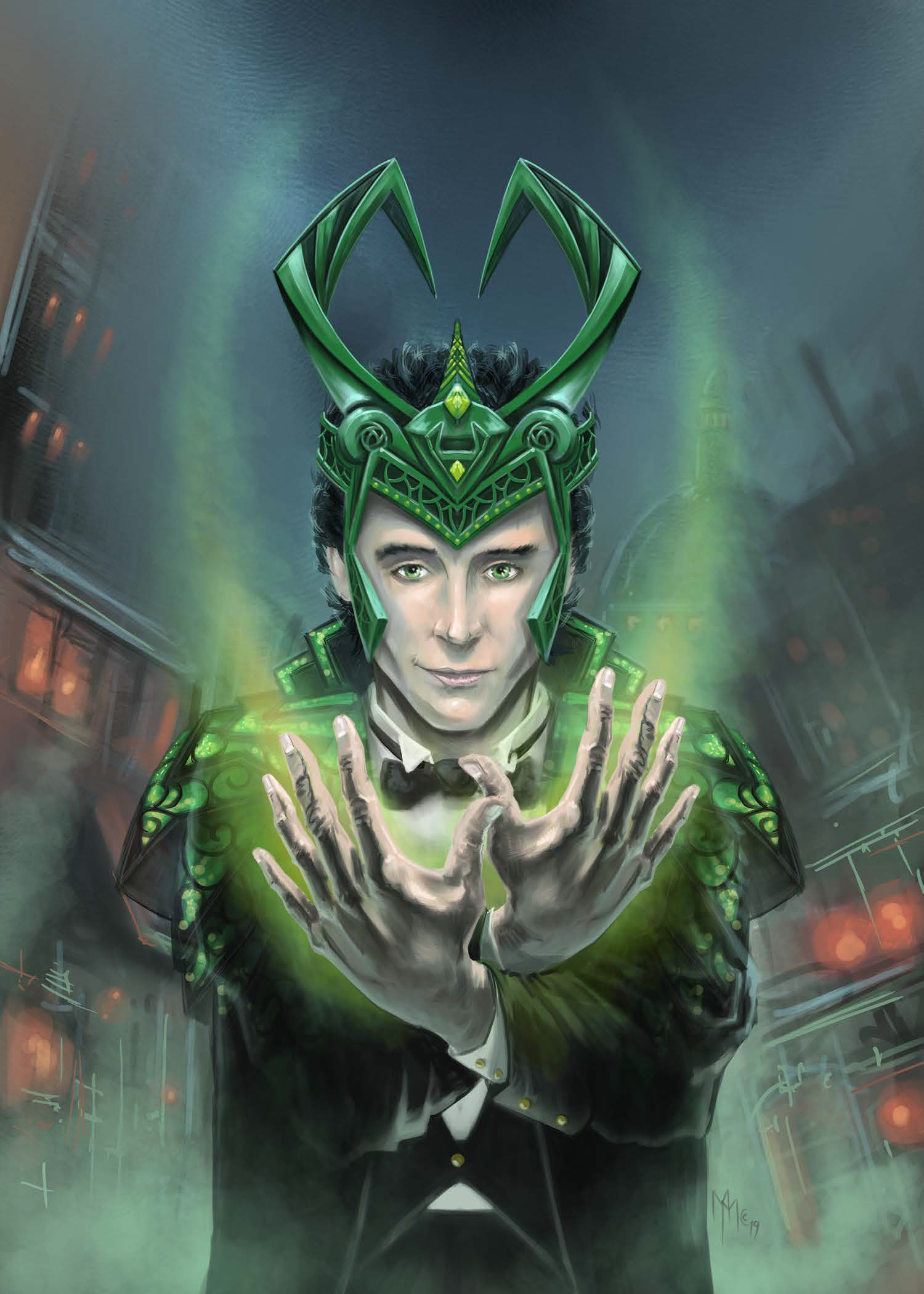 Loki revealing himself as the God of mischief. Illustration from Loki of Midgard.