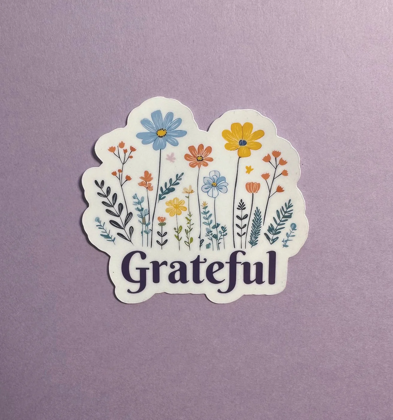 Grateful Floral Vinyl Sticker