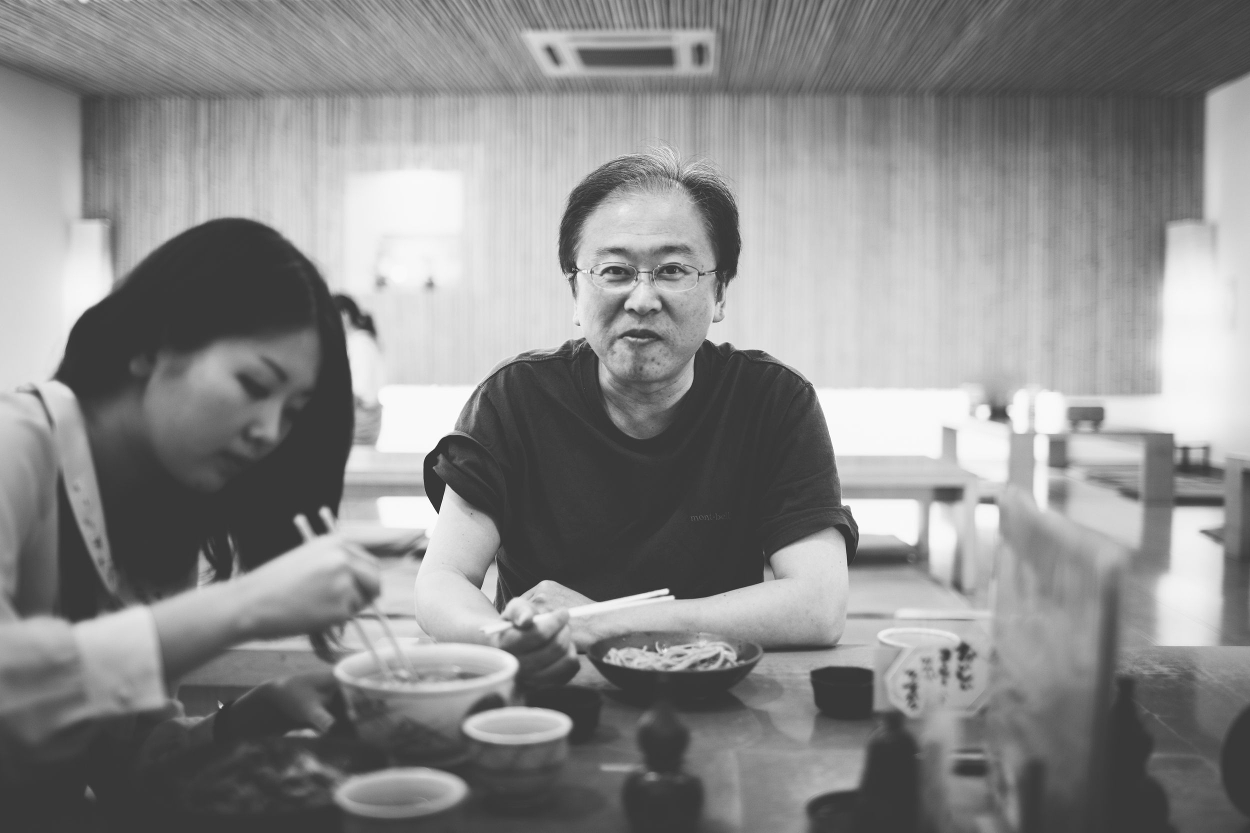Masaaki eating oroshi soba. 