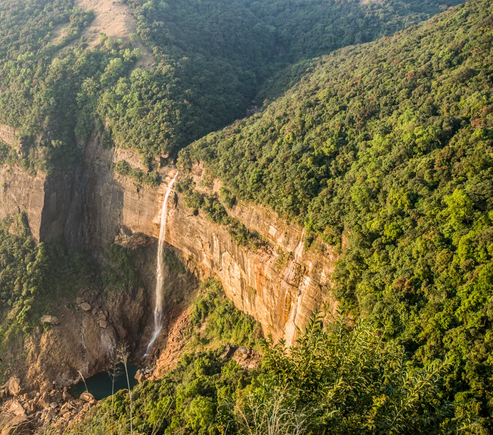 Noh-Kalikai Falls which during the monsoon season, are the primary feed of huge volumes of water to the Nongriat valley.