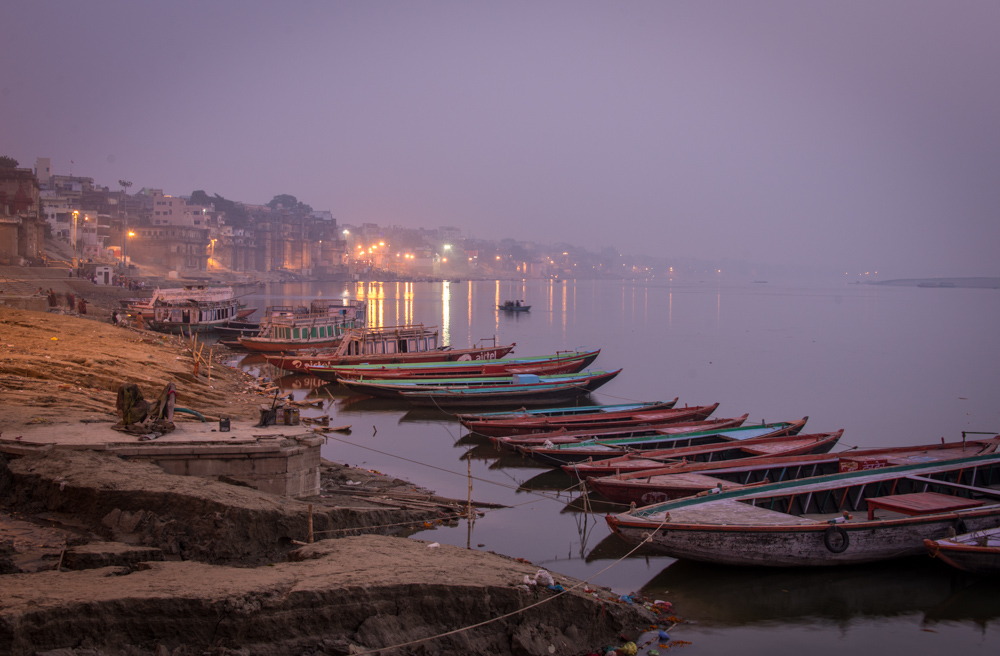 Varanasi and River Ganges at dawn.