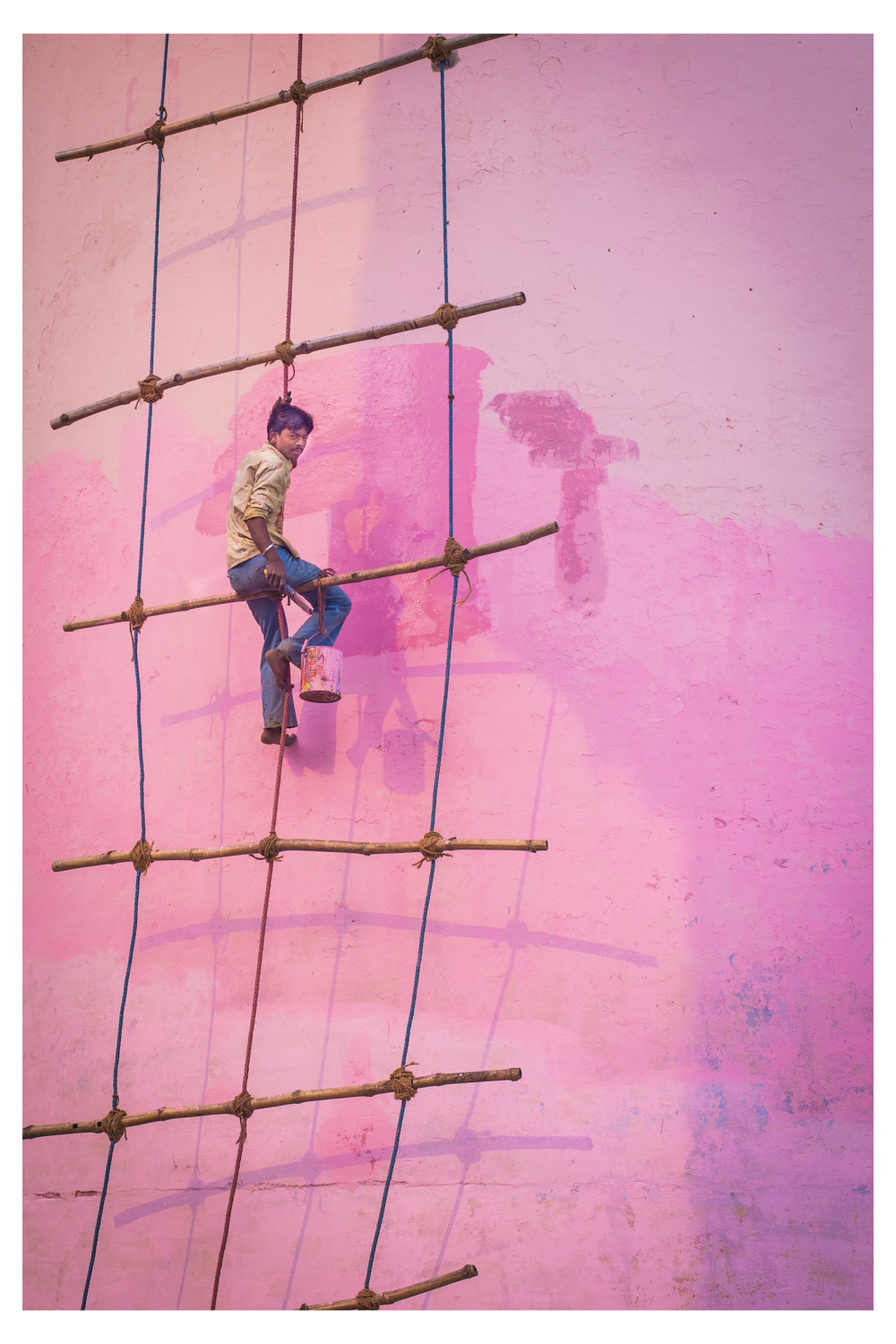 Man Painting Pink Wall - India 2012