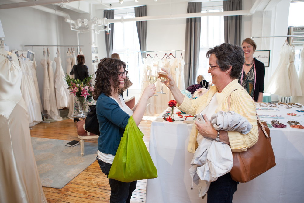 A bride and her mom having a fun moment!