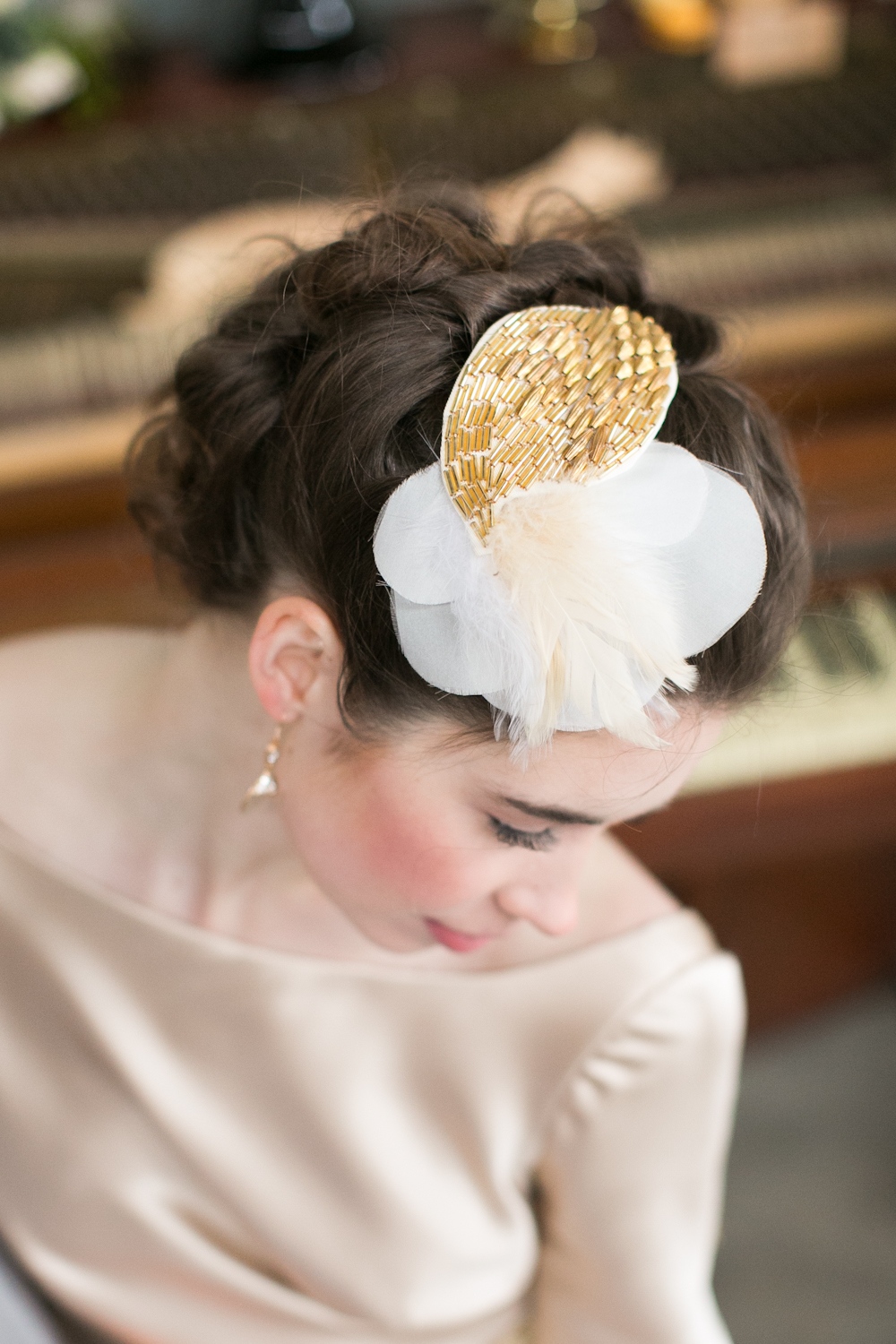 gold beaded vintage hair piece hushed commotion