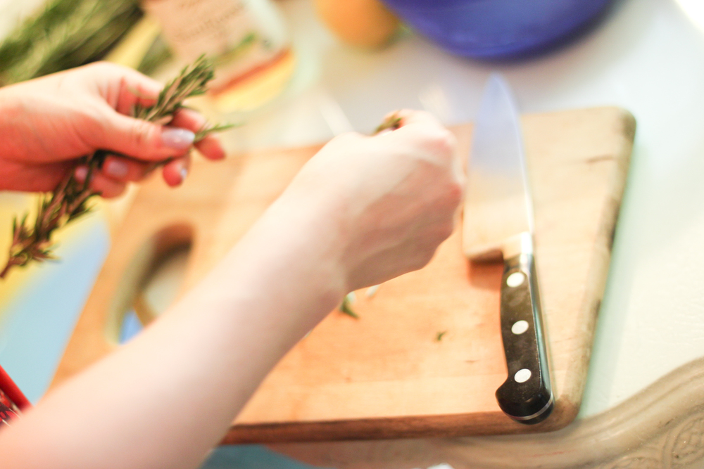 I chopped up the Rosemary into small pieces so it would blend in nicely.