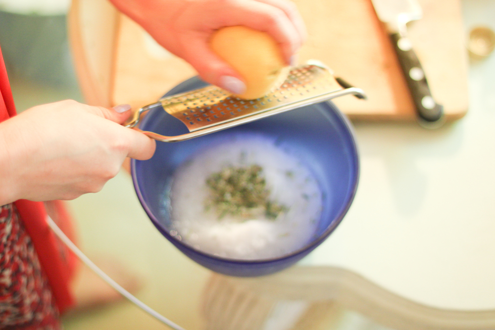 Grate the lemon zest in.