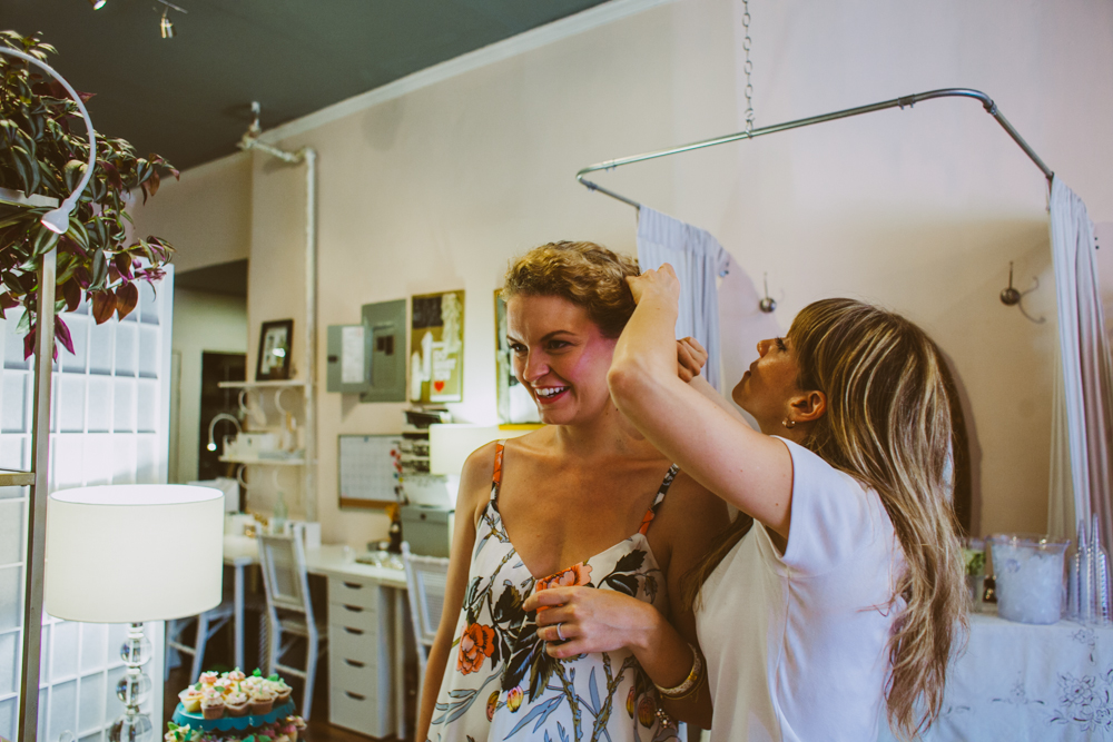 Rebecca getting gussied up...and wearing my Riley headband!