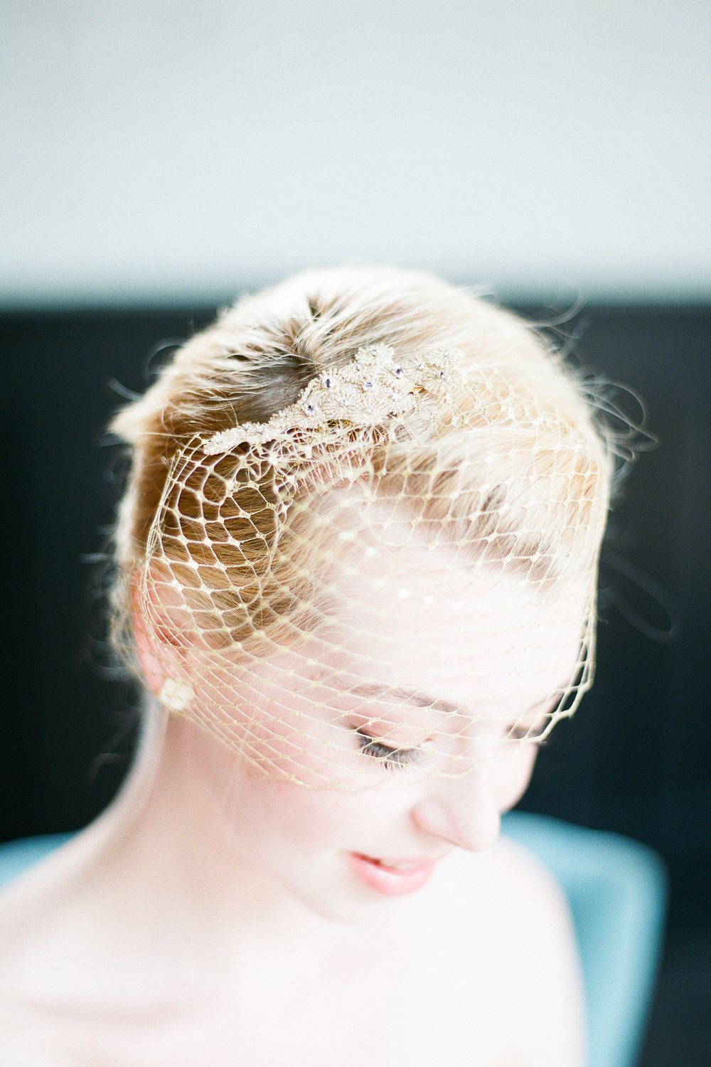 vintage gold french tulle birdcage veil hushedcommotion